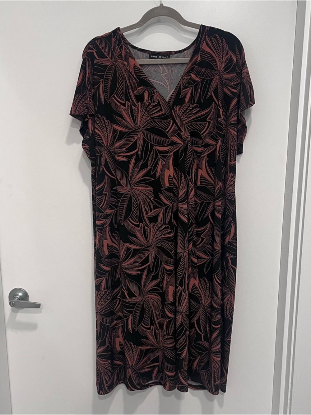 Lane Bryant Pleat-Front Jersey Midi Dress Leaf Black Spring Size 22/24